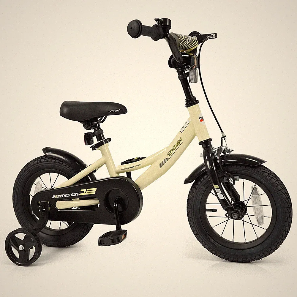 12 Inch Kids Bike w/Training Wheels Dual Brakes Adjustable Seat Handlebar Height