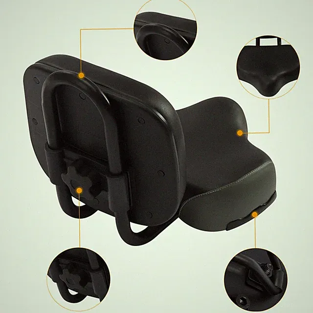 Adjustable Bicycle Saddle Seat with Backrest for Comfort - Black 9.5" x 11.5"