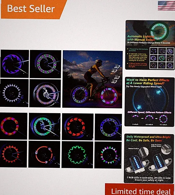 Bright A12 LED Bike Lights for Safety - Waterproof, 30 Patterns, With Batteries