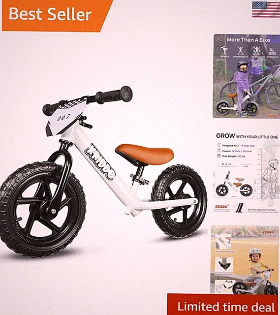 Fun & Stylish 12-Inch Toddler Balance Bike with Custom Name Plate Included