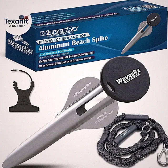 Patented Aluminum Spike Beach Anchor | Ultra-Light Sand Anchor for Boat, Pontoon