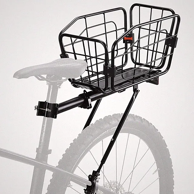 Rear Bike Rack ​with Basket, 165 LB Load Bike Cargo Rack - Aluminum Alloy Bik...